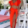 CONTINENTAL Island Hideout Orange Knot Detail Maxi Skirt Cover Up<Women Swimwear