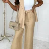 Lily White It'S Trending Beige Wide Leg Pleated Trousers<Women Trousers & Leggings