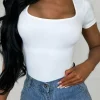 LEA MODE Keep Me Cinched White Ultra Waist Sculpt Bodysuit<Women Tops