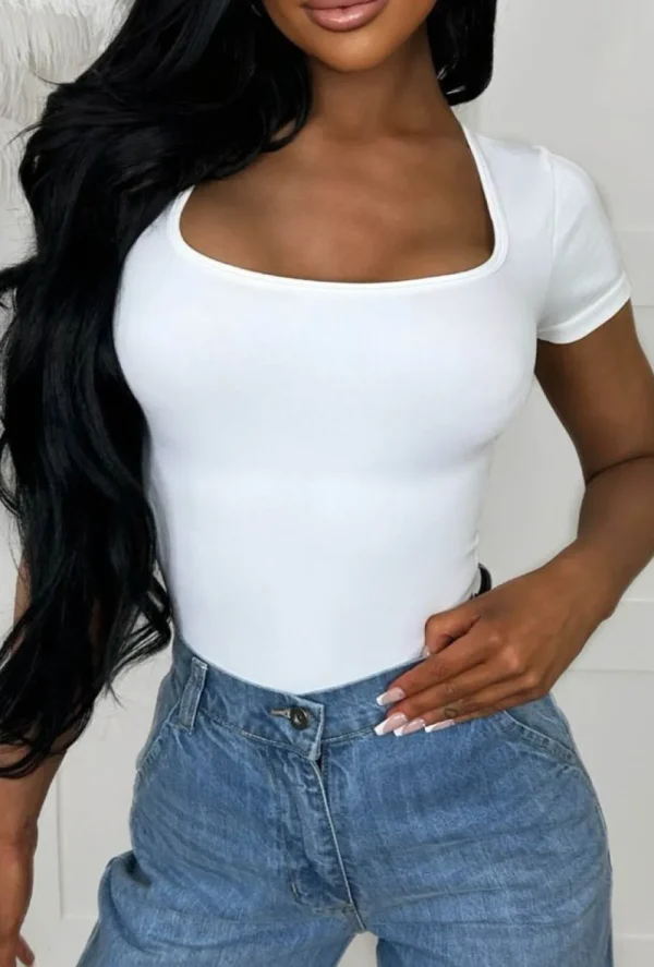 LEA MODE Keep Me Cinched White Ultra Waist Sculpt Bodysuit<Women Tops