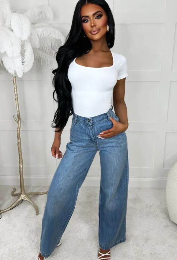 LEA MODE Keep Me Cinched White Ultra Waist Sculpt Bodysuit<Women Tops