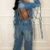 STYLEWISE Knot Your Babe Light Blue Knotted Back Detail Denim Jacket<Women Denim