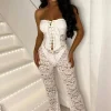 STYLEWISE Laced Luxe White Laced Up Lace Jumpsuit<Women Jumpsuits