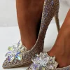 MY STORIES Late For The Ball Rose Gold Crystal Glass Flower Diamond Court Heels Limited Edition<Women High Heels