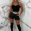 CHERRY KOKO Leather Luxe Black Faux Leather High Waisted Flared Shorts Limited Edition<Women Shorts