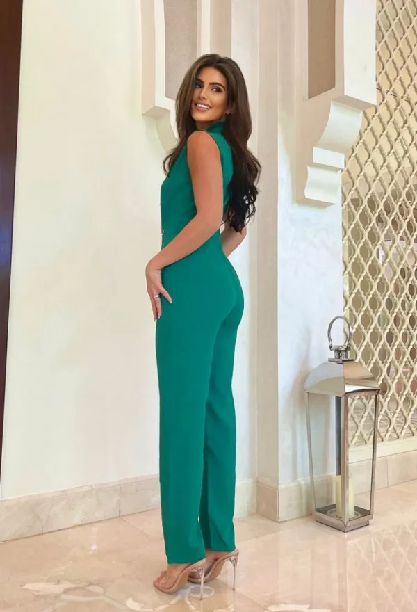 KICHIC Let'S Go Out Green Tailored Belted Jumpsuit<Women Jumpsuits