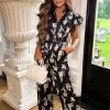 LILY WHITE Love Garden Black Floral Print Satin Jumpsuit<Women Jumpsuits