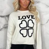 FLAMONT ROSE Love Note Cream Love Embroidered Knit Jumper Limited Edition<Women Tops