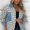 LILY WHITE Luxe Fantasy Mid Blue Monochrome Tweed & Denim Jacket Limited Edition<Women Coats And Jackets