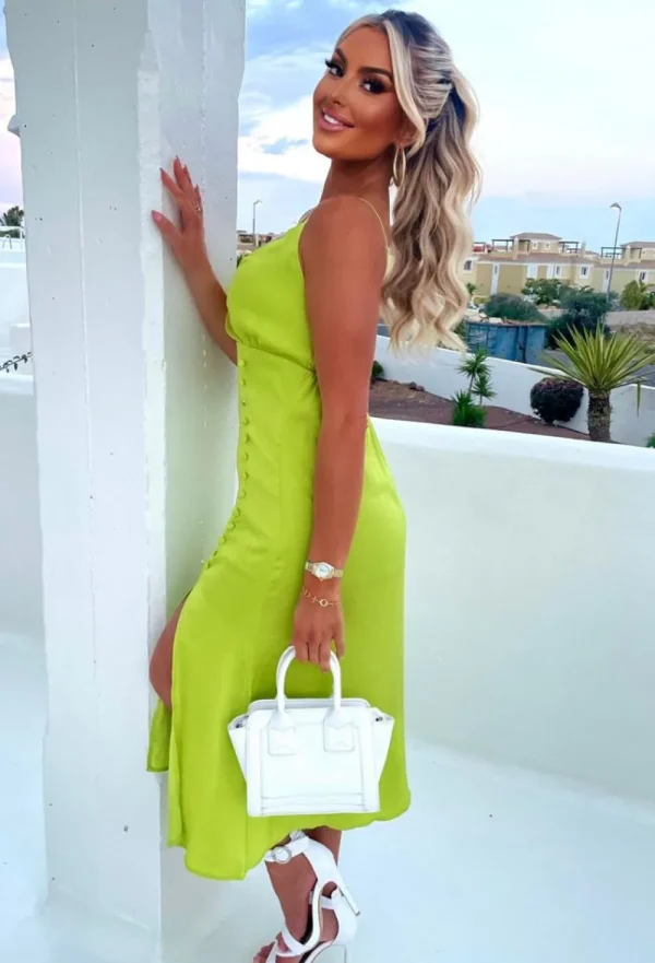 LILY WHITE Luxury Glamour Green Button Skirt Cami Midi Dress<Women Summer Dresses