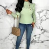 MOOCCI Meet Me Later Mint Green Frill Sleeve Gold Button Jumper<Women Tops