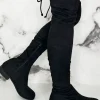 NO DOUBT More About Me Black Stretch Suede Over The Knee Boots<Women Boots