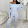 GIORGIA Movie Icon Grey Marl Bardot Knitted Loungewear Jumpsuit<Women Loungewear