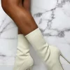 NO DOUBT My Next Step Cream Stretch Knitted Sock Boots<Women Boots