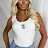 FLAM MODE My Reality White Embroidered Vest Top<Women Tops