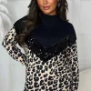 VJK One Last Dance Multi Animal Print Sequin Contrast Jumper<Women Tops