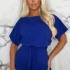 EVITA Over The Top Cobalt Blue Belted Playsuit<Women Playsuits