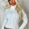 BISOU'S PROJECT Pearly Whisper Cream Pearl Drop Ultra Soft Embellished Roll Neck Jumper Limited Edition<Women Knitwear