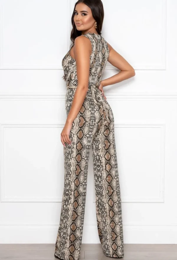 BY SWAN Perfect Days Beige Snake Print Jumpsuit<Women Jumpsuits