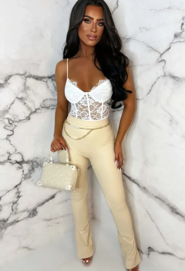 NAA NAA Power Move White Sheer Lace Bodysuit<Women Bodysuits