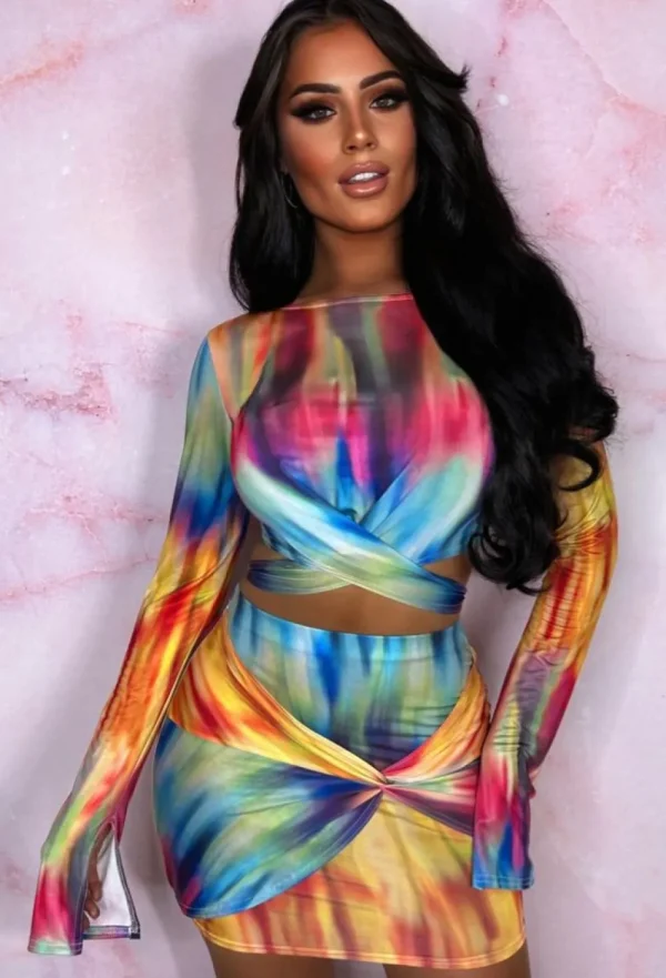 STYLEWISE Rainbow Doll Multi Wrap Top Co-Ord Set<Women Co-Ords