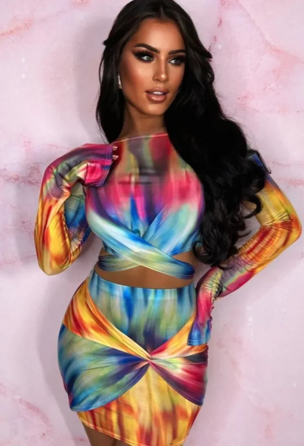 STYLEWISE Rainbow Doll Multi Wrap Top Co-Ord Set<Women Co-Ords