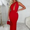 SOFT TOUCH Red Carpet Dream Red Stretch Multiway Ruched Midi Dress<Women Dresses