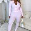 L8 VANESSA NUCCI Relaxed Luxe Blush Two Piece Knitted Rib Zip Loungewear Set Limited Edition<Women Loungewear