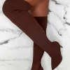 IDEAL SHOES Roxxie Chocolate Brown Stretch Knit Over The Knee Boots<Women Boots