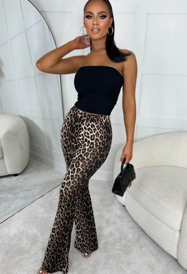 SKREEM Run Wild Leopard Printed Bell Bottom Jersey Trouser<Women Trousers & Leggings