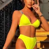 CONTINENTAL Sicilian Crush Yellow Neon High Waist Embellished Bikini<Women Swimwear