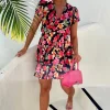 LILY WHITE Sicilian Lover Black Floral Tiered Skirt Mini Dress<Women Summer Dresses