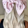 GO TOGETHER Silk Dreams Pink Pearl Embellished Satin Bow Hair Clip<Women Hair Accessories