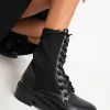 ERYNN SHOES Spoil Myself Black Diamante Detail Lace Up Knit Ankle Boots<Women Boots