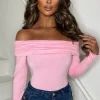 GIORGIA Stole Your Lover Baby Pink Bardot Stretch Top<Women Tops