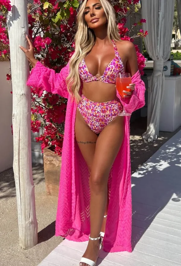 CHERRY KOKO Summer Spotlight Hot Pink Zig Zag Open Front Kimono<Women Swimwear