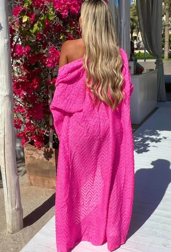 CHERRY KOKO Summer Spotlight Hot Pink Zig Zag Open Front Kimono<Women Swimwear