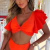 Continental Textiles Sun-Kissed Orange Ruffle Detail Bikini With High Waist Brief<Women Swimwear