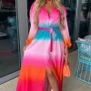 JUS DE POM Sunset Sky Pink Ombre Long Sleeve Maxi Dress<Women Summer Dresses