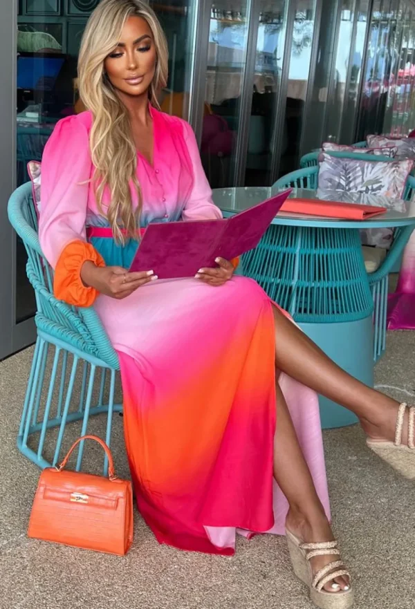 JUS DE POM Sunset Sky Pink Ombre Long Sleeve Maxi Dress<Women Summer Dresses