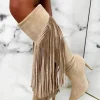 STEPHAN Sweet Moments Cream Suede Tassel Knee High Boots<Women Boots