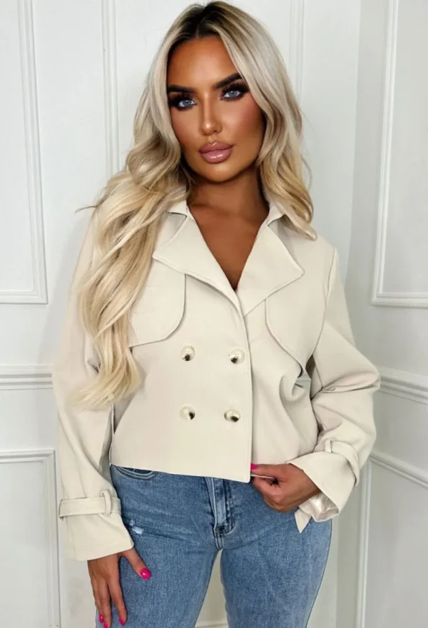 CHERRY KOKO Trenched In Love Beige Cropped Trench Jacket<Women Coats And Jackets