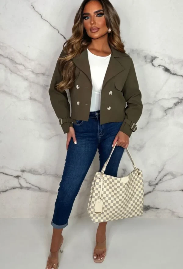 CHERRY KOKO Trenched In Love Khaki Cropped Trench Jacket<Women Coats And Jackets