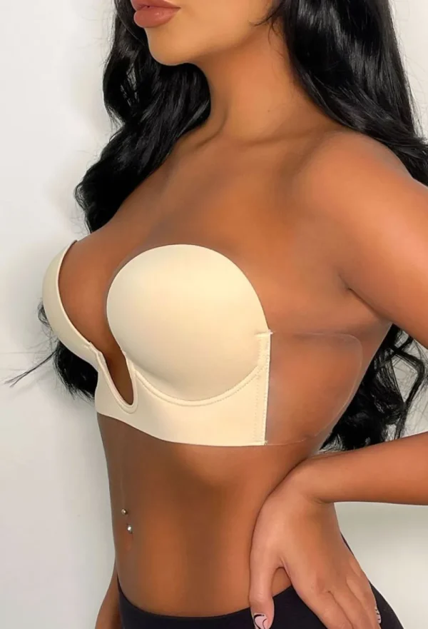 PERFECTION BEAUTY Ultimate Push Up Deep Plunge Nude Backless Stick On Side Panel Bra<Women Bras & Shapewear