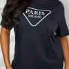 Stylewise Vibing In Paris Black Paris Printed T-Shirt<Women Tops