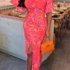 NBA Vivid Glamour Coral Printed Knot Front Midi Dress<Women Dresses