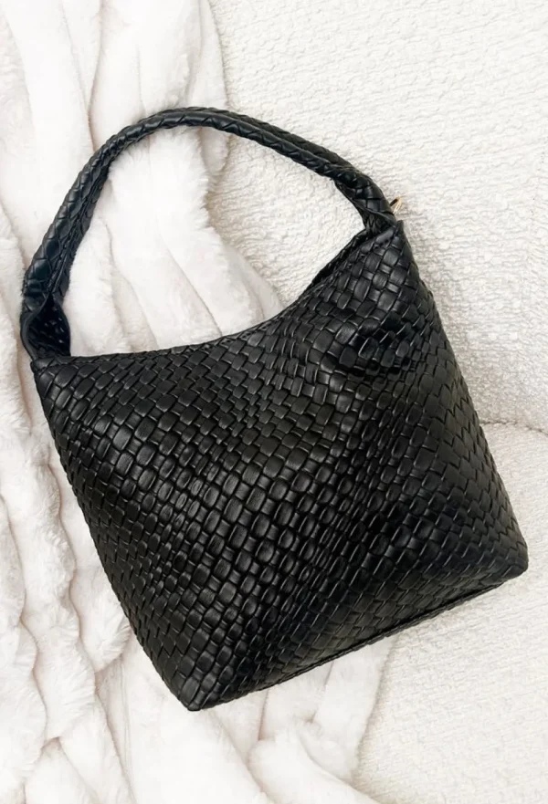 KOKO FASHION We Need More Black Woven Faux Leather Cross Body Bag<Women Gifts