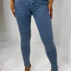 LA BELLE Wrapped In Desire Mid Blue Cut Out High Waisted Stretch Skinny Jeans<Women Jeans